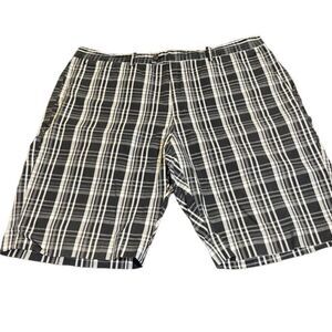 Michael Kors Men's Plaid Flat Front Shorts Black and White Size 36